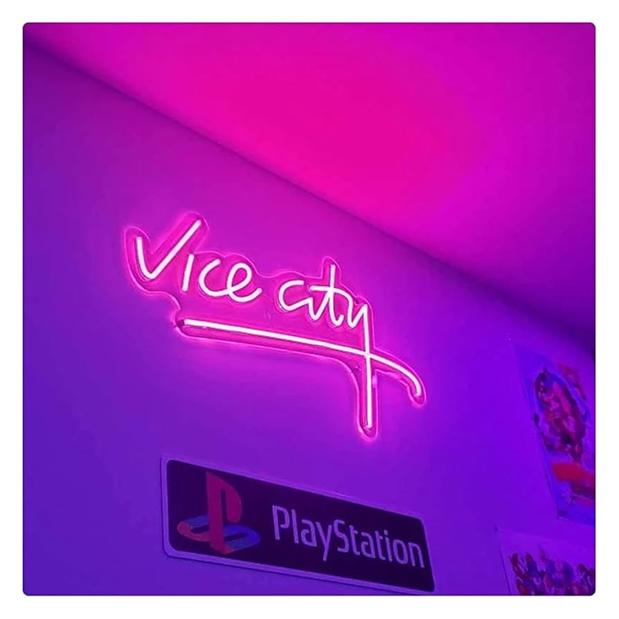 ネオンサイン LED看板 ピンク 壁掛けVice city ネオン管　オーダー Amazon.co.jp: Vice City ネオンサイン ピンク LED サイン 寝室